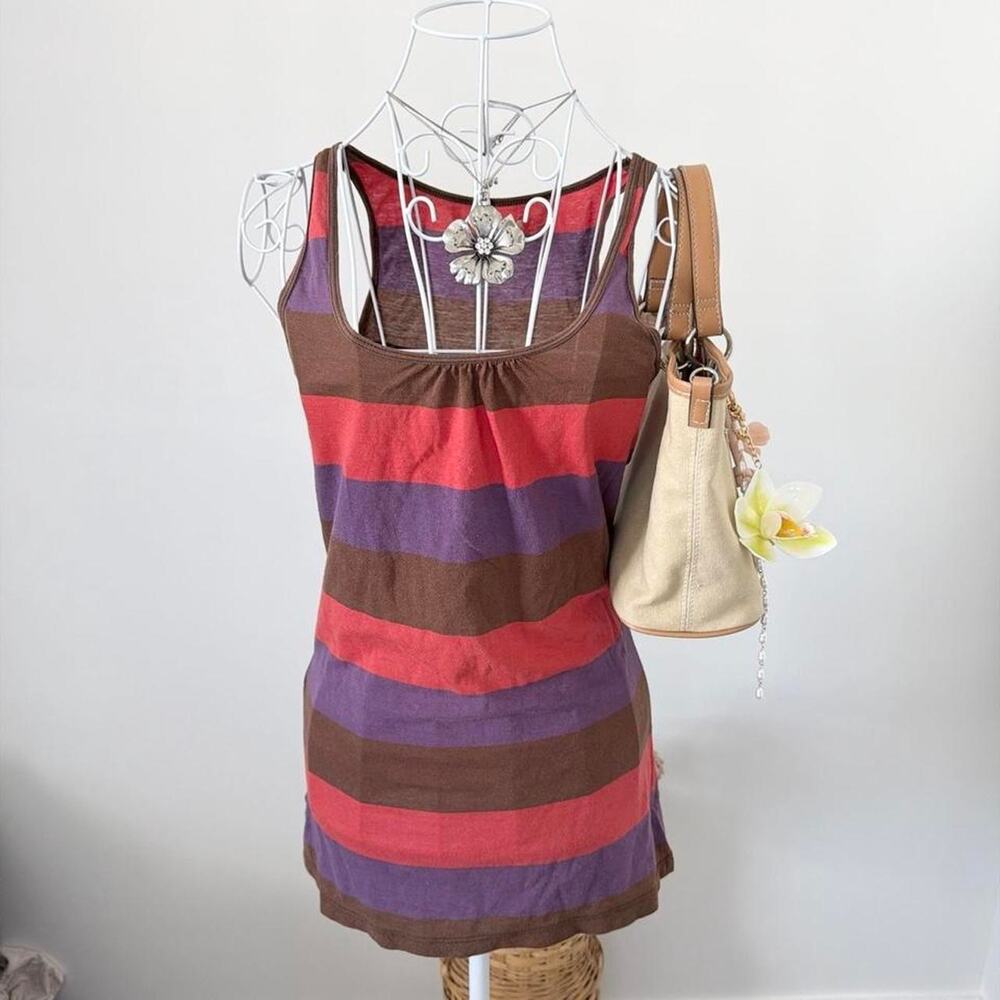 Cute vintage y2k striped tight fitted babydoll tank top